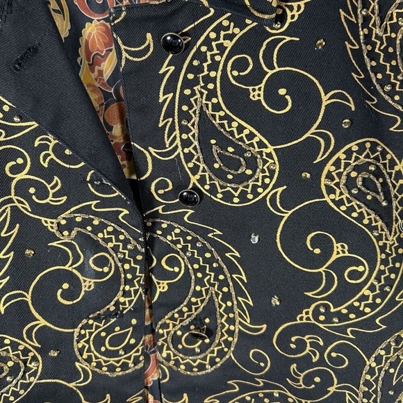 Riccio Essentials Black Gold Paisley Button Front Women's‎ Jacket Size Large - Picture 8 of 16